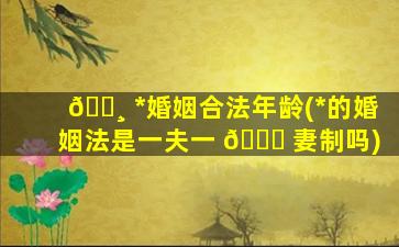 🌸 *
婚姻合法年龄(*
的婚姻法是一夫一 🐝 妻制吗)